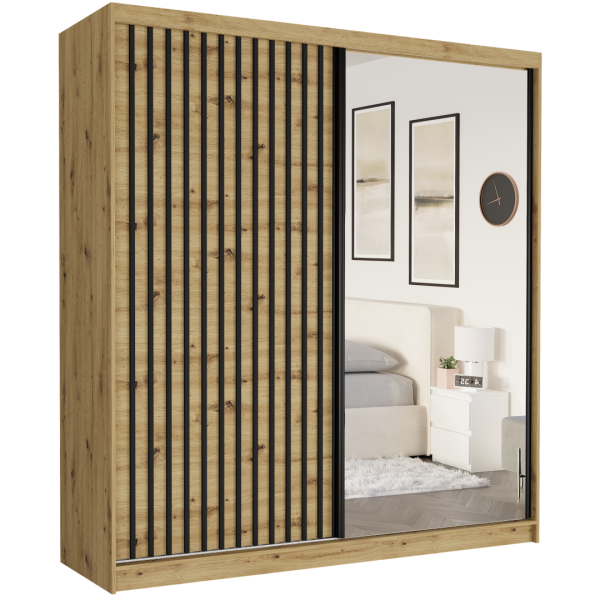 Szafa przesuwna 203 cm z lustrem lamele FRAMIRE Tivaro I artisan artisan 963058