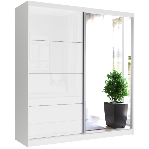 Szafa przesuwna 203 cm z lustrem półpołysk FRAMIRE Tivaro IV biały 963079