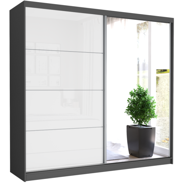 Szafa przesuwna 233 cm z lustrem półpołysk FRAMIRE Selvio IV antracyt 987609