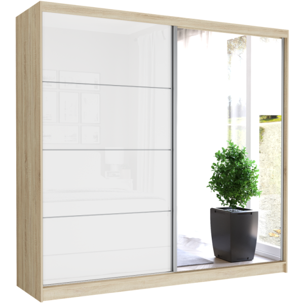 Szafa przesuwna 233 cm z lustrem półpołysk FRAMIRE Selvio IV sonoma 987610