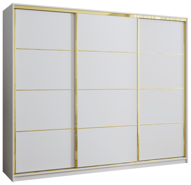 Szafa przesuwna 250 cm GOLD NEW mat biały półki drążki 248958