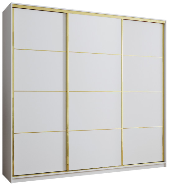 Szafa przesuwna 250 cm GOLD NEW MAX wysoka biała szafa do sypialni 671406