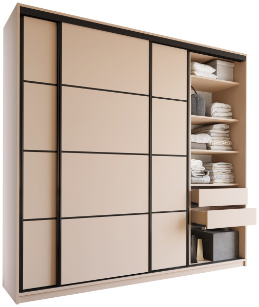 Szafa przesuwna 250 cm LOFT MAX z półkami beż 527292