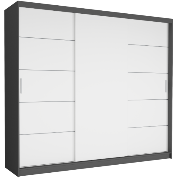 Szafa przesuwna 250 cm szprosy FRAMIRE Norvio III antracyt biały 963971