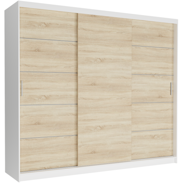 Szafa przesuwna 250 cm szprosy FRAMIRE Norvio III biały sonoma 963987
