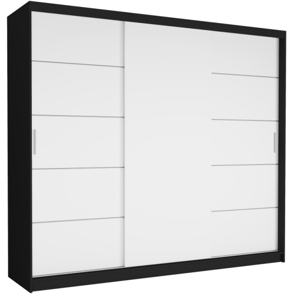 Szafa przesuwna 250 cm szprosy FRAMIRE Norvio III czarny biały 963989