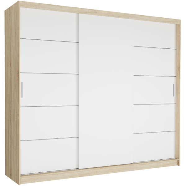 Szafa przesuwna 250 cm szprosy FRAMIRE Norvio III sonoma biały 963984