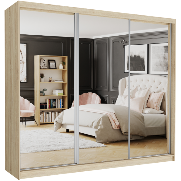 Szafa przesuwna 250 cm z 3 lustrami FRAMIRE Norvio V sonoma 963973