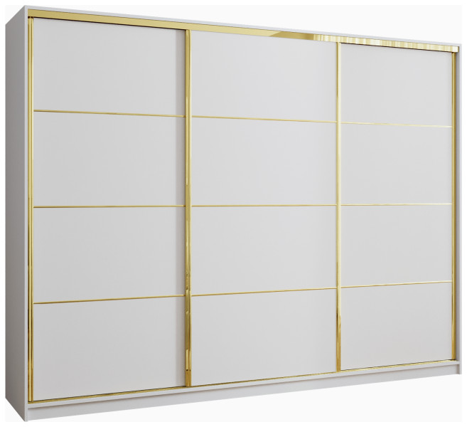 Szafa przesuwna 280 cm GOLD NEW biały półki szuflady 248991
