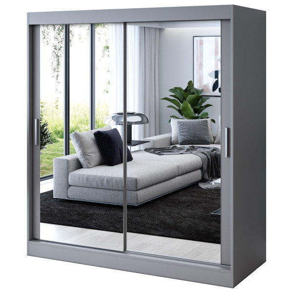 Szafa przesuwna 2x Lustro 180x200 Karl , Antracyt mat 630142