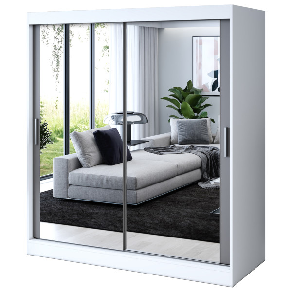 Szafa przesuwna 2x Lustro 180x200 Karl , Biały mat / Antracyt mat 630038