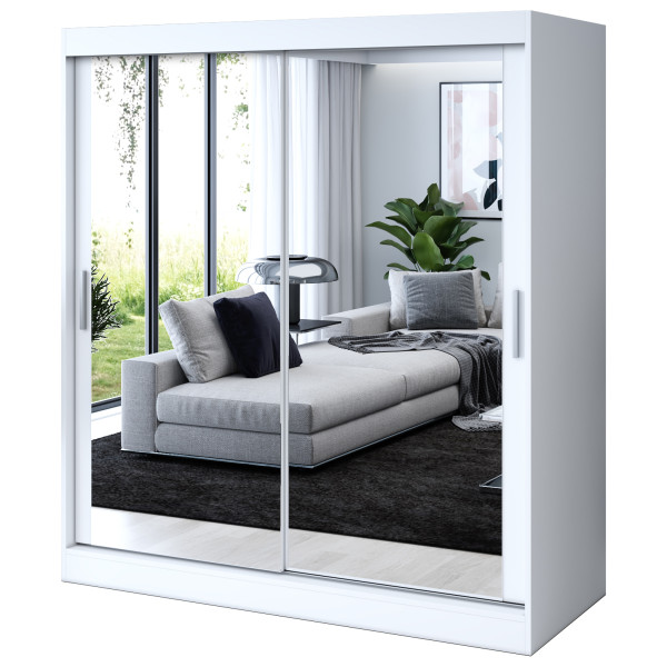Szafa przesuwna 2x Lustro 180x200 Karl , Biały mat 630054