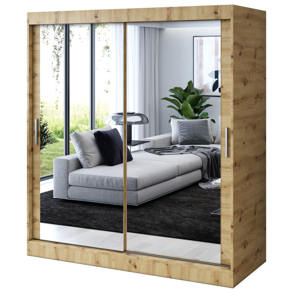 Szafa przesuwna 2x Lustro 180x200 Karl , Dąb Artisan 629872