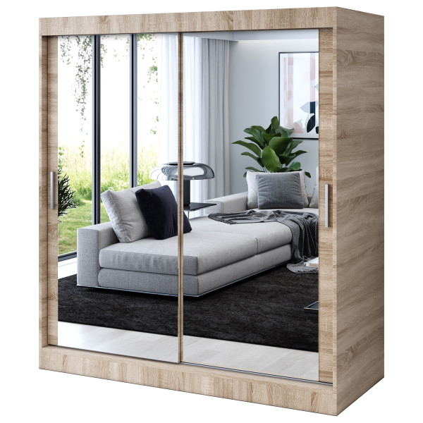 Szafa przesuwna 2x Lustro 180x200 Karl , Dąb Sonoma 629900