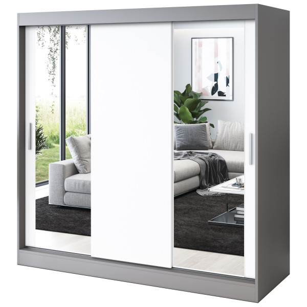 Szafa przesuwna 2x Lustro 200x200 Sofia , Antracyt mat / Biały mat 629972
