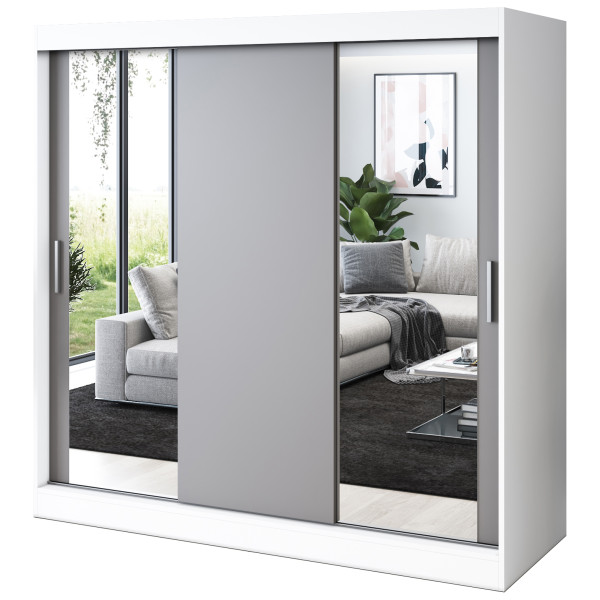 Szafa przesuwna 2x Lustro 200x200 Sofia , Biały mat / Antracyt mat 629724