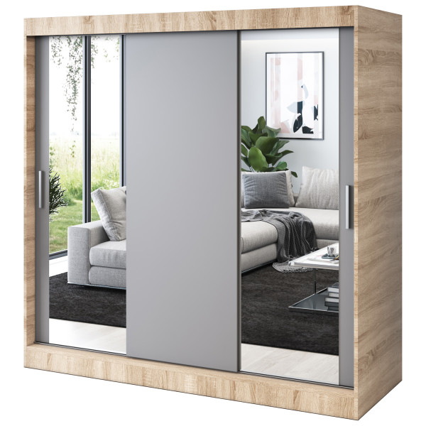Szafa przesuwna 2x Lustro 200x200 Sofia , Dąb Sonoma / Antracyt mat 629984