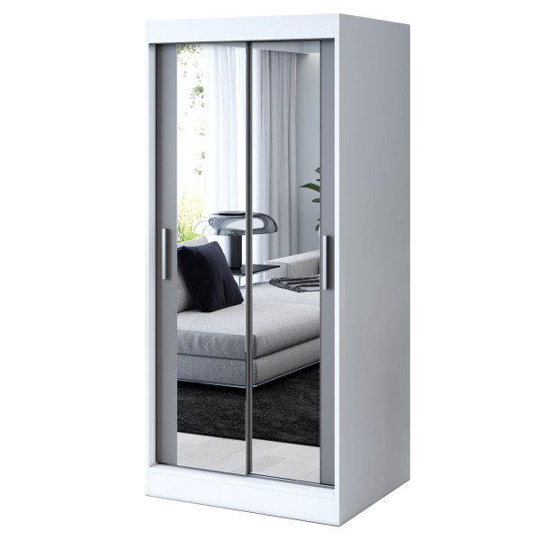 Szafa przesuwna 2x Lustro 90x200 Karl , Biały mat / Antracyt mat 629855