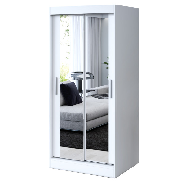 Szafa przesuwna 2x Lustro 90x200 Karl , Biały mat 629743