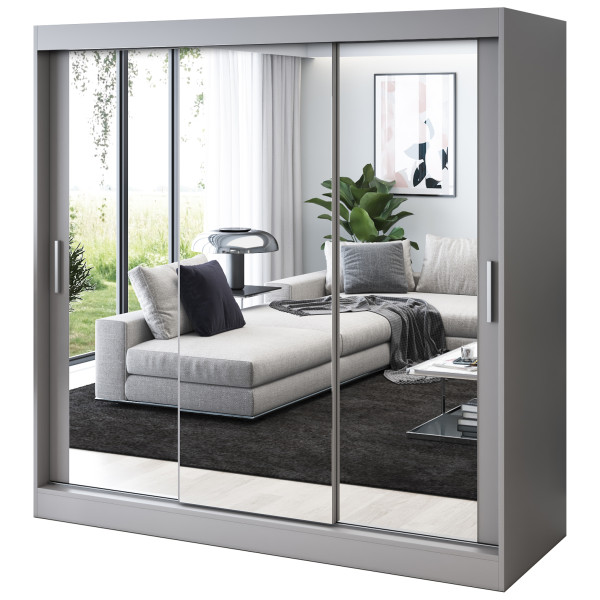 Szafa przesuwna 3x Lustro 200x200 Karl, Antracyt mat 629970