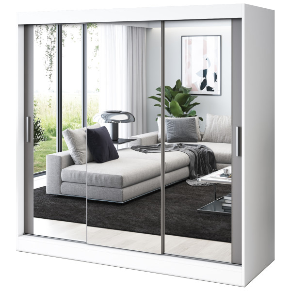 Szafa przesuwna 3x Lustro 200x200 Karl, Biały mat / Antracyt mat 630161