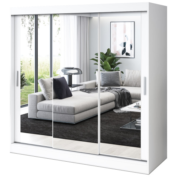 Szafa przesuwna 3x Lustro 200x200 Karl, Biały mat 630060