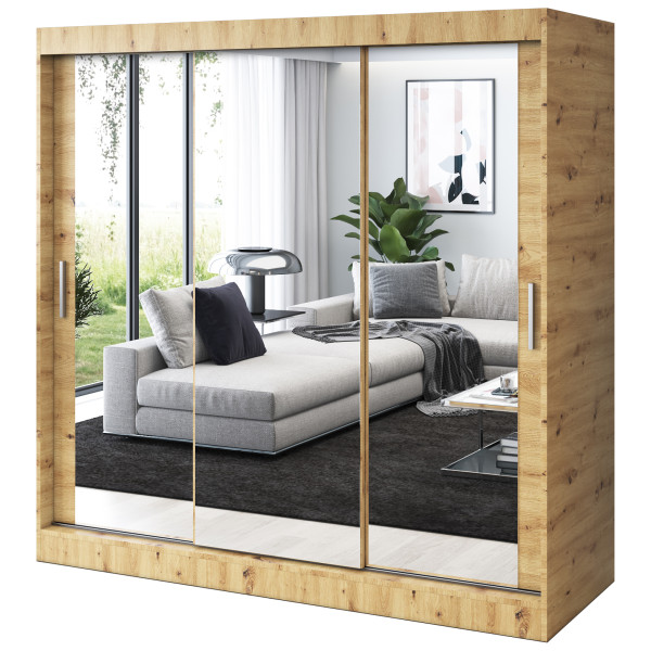 Szafa przesuwna 3x Lustro 200x200 Karl, Dąb Artisan 629849