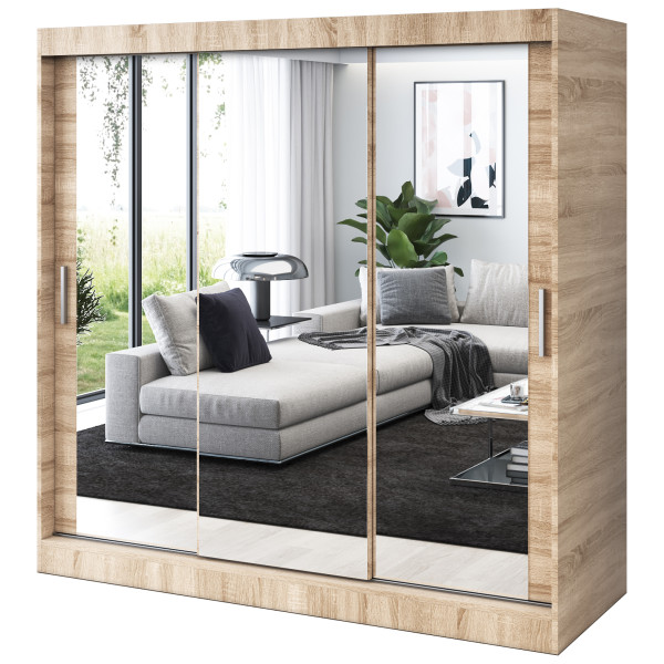 Szafa przesuwna 3x Lustro 200x200 Karl, Dąb Sonoma 630119