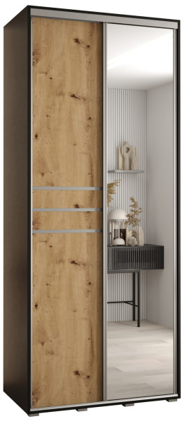 Szafa przesuwna 45 wysoka Davos 11 110 czarny+artisan+srebrn 156229