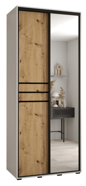 Szafa przesuwna 45 wysoka Davos 11 120 biały+artisan+czarny 159416