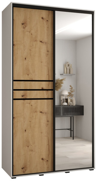 Szafa przesuwna 45 wysoka Davos 11 130 biały+artisan+czarny 159497