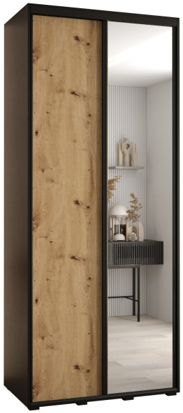 Szafa przesuwna 45 wysoka Davos 3 120 czarny+artisan+czarny 134536