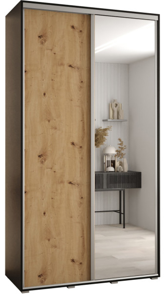 Szafa przesuwna 45 wysoka Davos 3 140 czarny+artisan+srebrny 134404