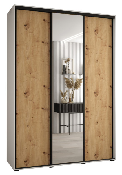 Szafa przesuwna 45 wysoka Davos 3 170 biały+artisan+czarny 138757