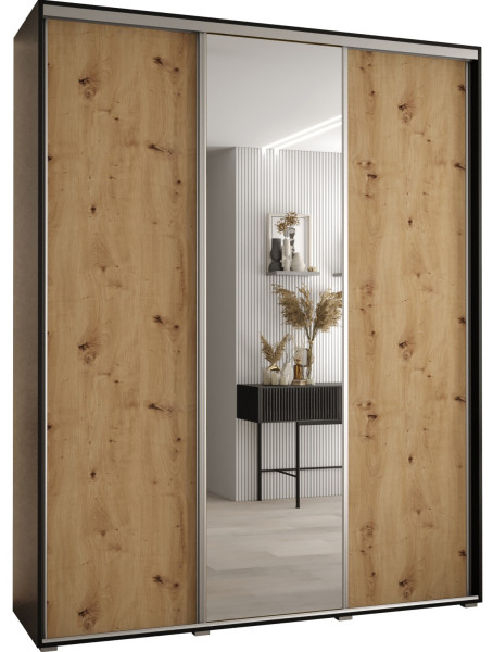 Szafa przesuwna 45 wysoka Davos 3 190 czarny+artisan+srebrny 139254