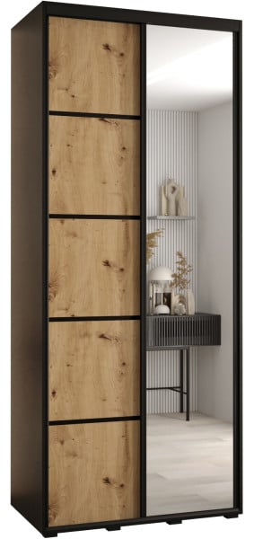 Szafa przesuwna 45 wysoka Davos 5 100 czarny+artisan+czarny 139553