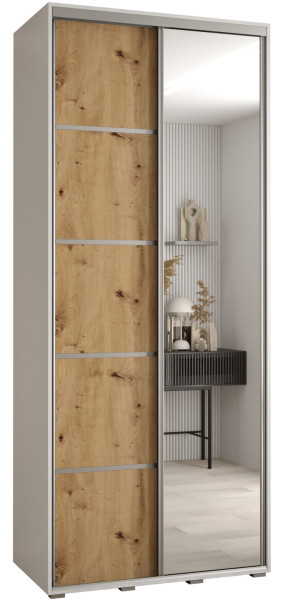 Szafa przesuwna 45 wysoka Davos 5 110 biały+artisan+srebrny 139590