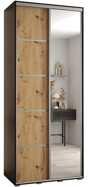 Szafa przesuwna 45 wysoka Davos 5 110 czarny+artisan+srebrny 139608