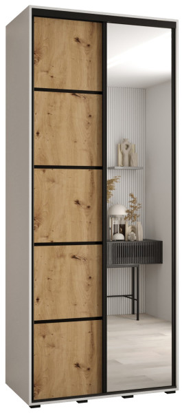 Szafa przesuwna 45 wysoka Davos 5 120 biały+artisan+czarny 139413