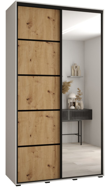 Szafa przesuwna 45 wysoka Davos 5 130 biały+artisan+czarny 139462
