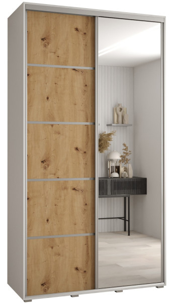 Szafa przesuwna 45 wysoka Davos 5 140 biały+artisan+srebrny 139671