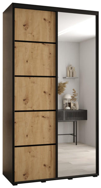 Szafa przesuwna 45 wysoka Davos 5 140 czarny+artisan+czarny 139672