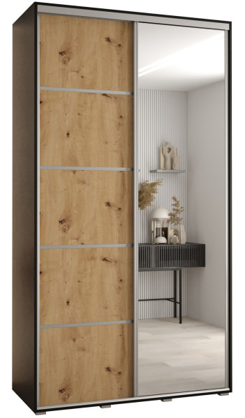 Szafa przesuwna 45 wysoka Davos 5 140 czarny+artisan+srebrny 139666