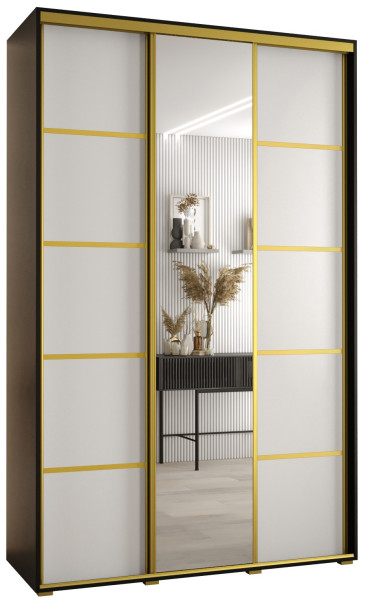 Szafa przesuwna 45 wysoka Davos 5 160 czarny+biały+złoty 141531
