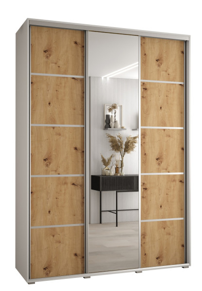 Szafa przesuwna 45 wysoka Davos 5 180 biały+artisan+srebrny 141880