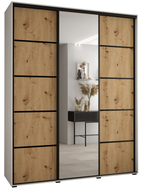 Szafa przesuwna 45 wysoka Davos 5 190 biały+artisan+czarny 141715