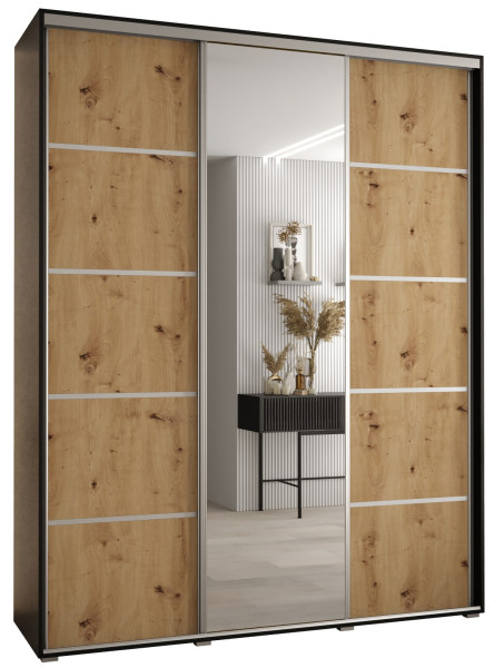 Szafa przesuwna 45 wysoka Davos 5 190 czarny+artisan+srebrny 141706