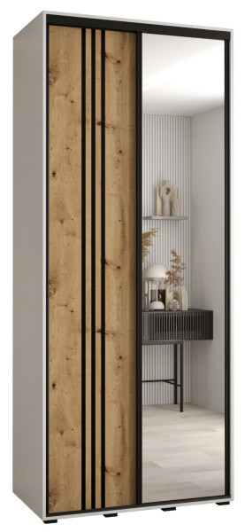 Szafa przesuwna 45 wysoka Davos 7 100 biały+artisan+czarny 146112