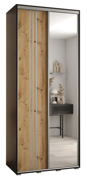Szafa przesuwna 45 wysoka Davos 7 100 czarny+artisan+srebrny 146130