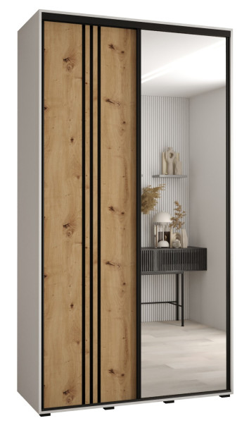 Szafa przesuwna 45 wysoka Davos 7 140 biały+artisan+czarny 151171